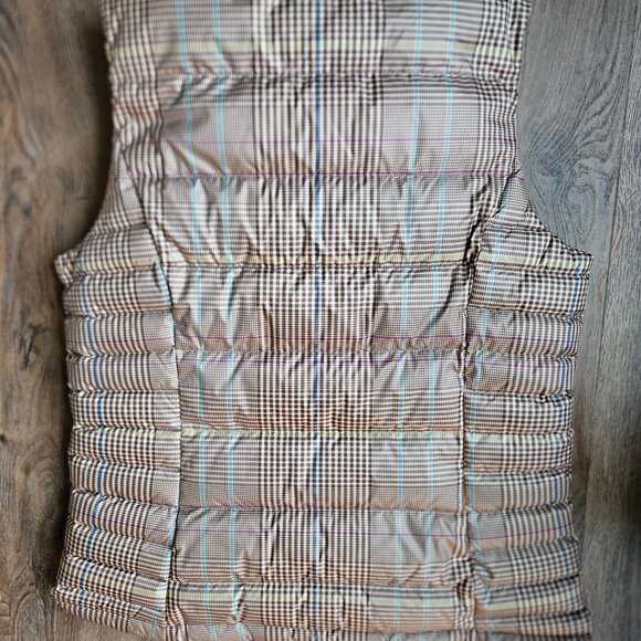 Lands End Vest Womens Small Brown Plaid Down Puffer Insulated Sleeveless - Picture 4 of 5